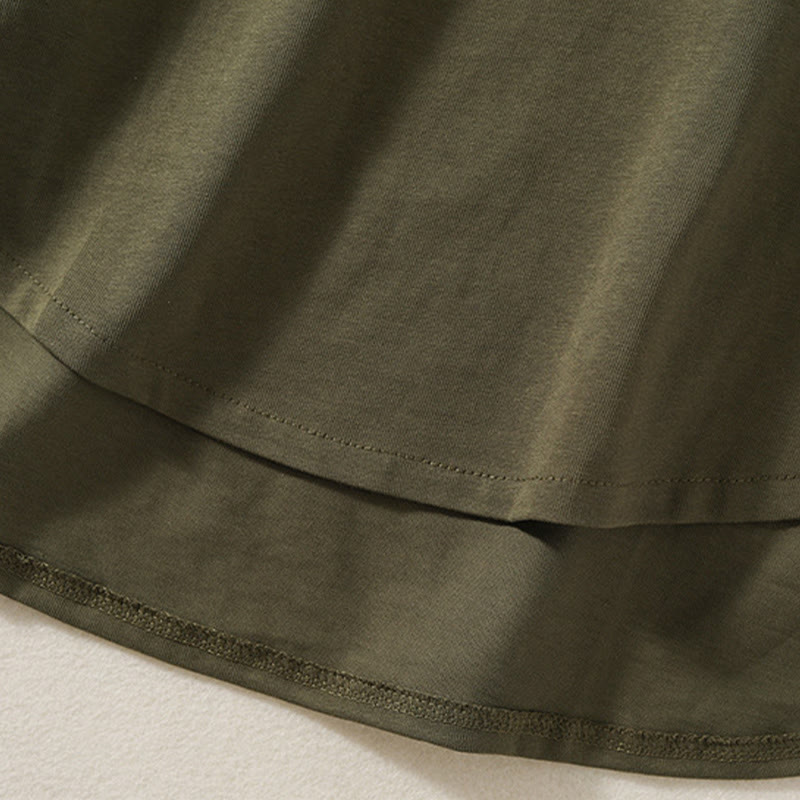 Buddha Stones Casual Pure Irregular Hem Cotton Linen Women's Long Sleeve T-shirt - image 7