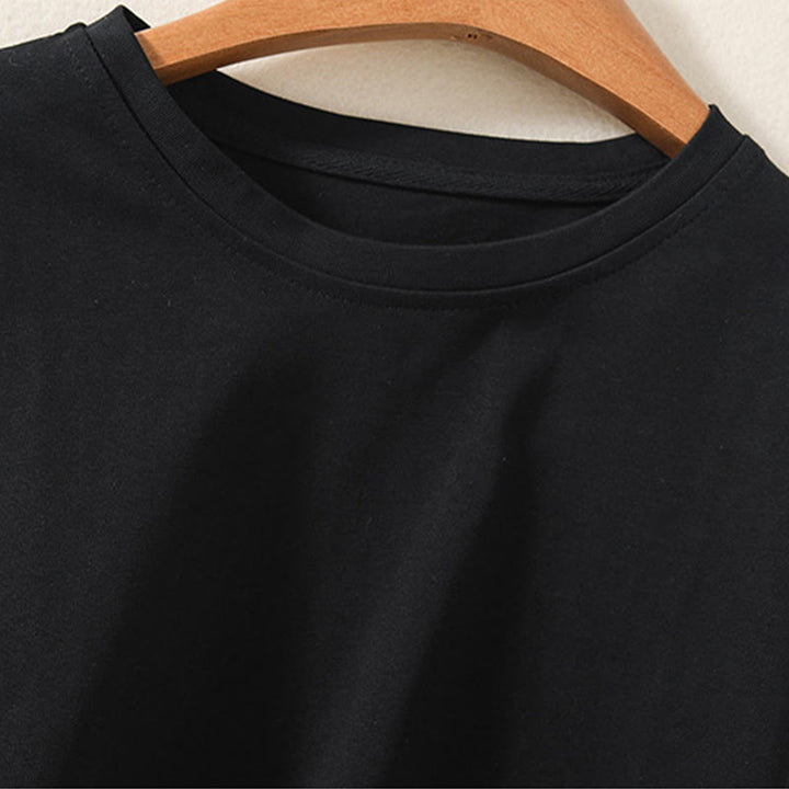 Buddha Stones Casual Pure Irregular Hem Cotton Linen Women's Long Sleeve T-shirt - image 9