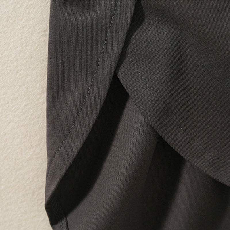 Buddha Stones Casual Pure Irregular Hem Cotton Linen Women's Long Sleeve T-shirt - image 19