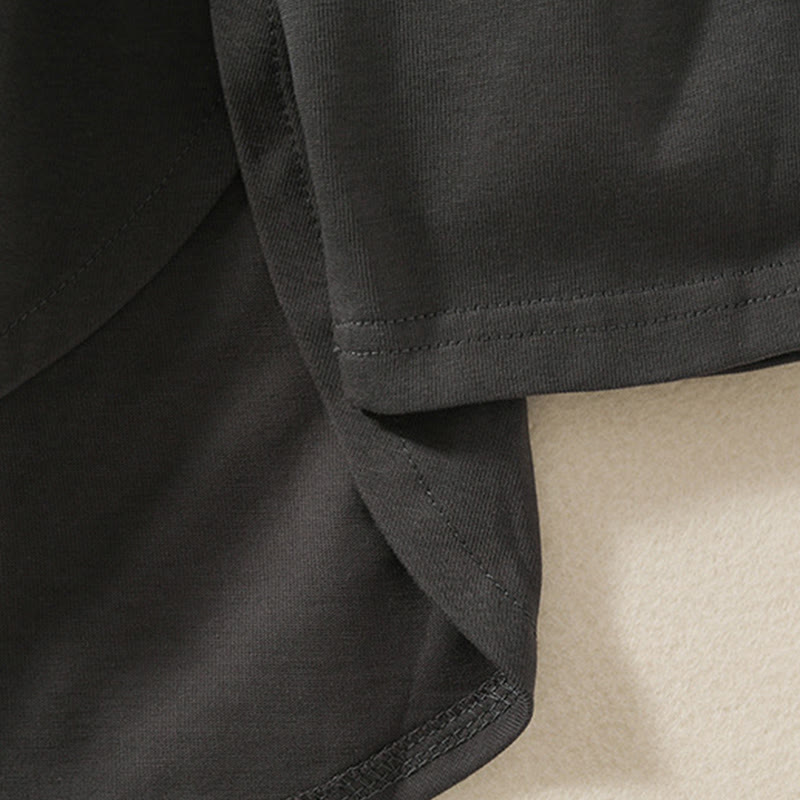 Buddha Stones Casual Pure Irregular Hem Cotton Linen Women's Long Sleeve T-shirt - image 17