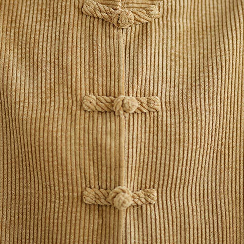 Buddha Stones Frog-button Stand Collar Women's Cotton Linen Corduroy Jacket - image 7