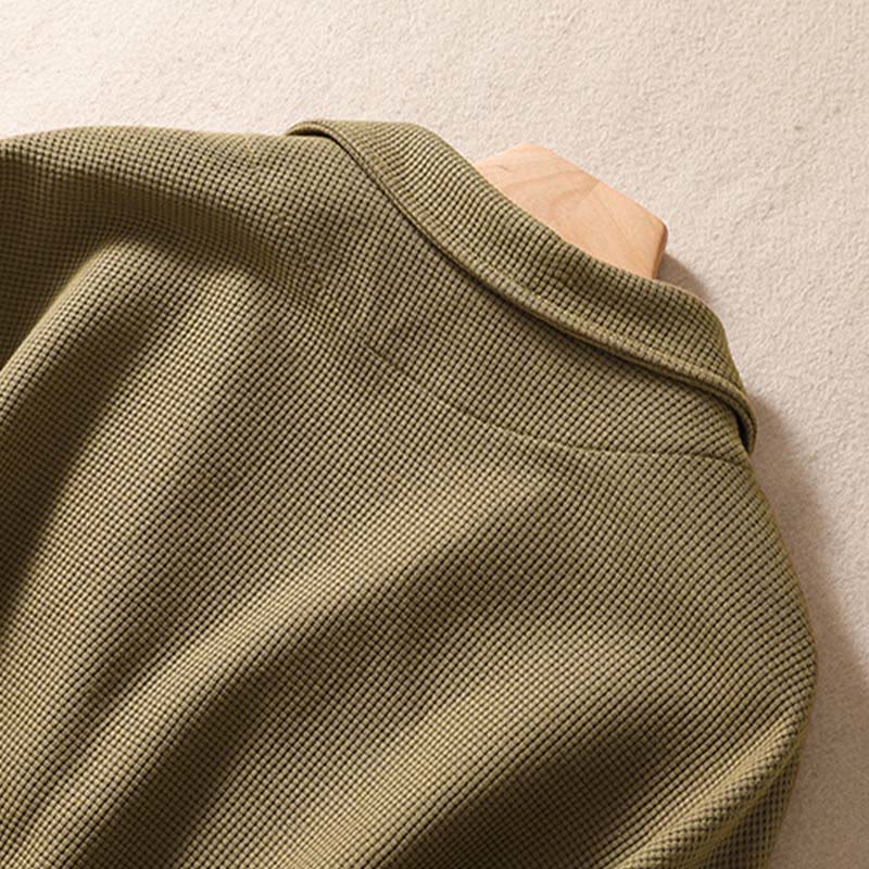 Buddha Stones Plain Lapel Women's Cotton Jacket With Pockets - image 4