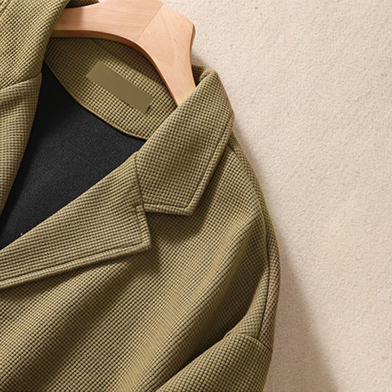 Buddha Stones Plain Lapel Women's Cotton Jacket With Pockets - image 7