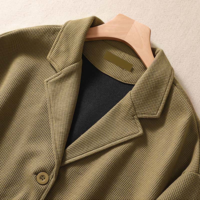 Buddha Stones Plain Lapel Women's Cotton Jacket With Pockets - image 3