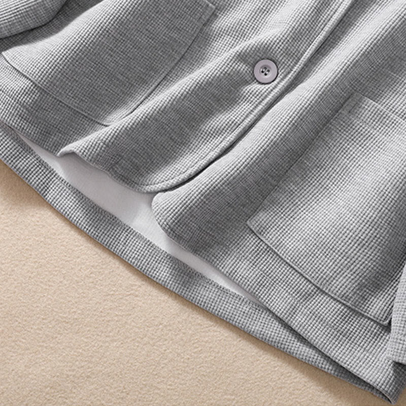 Buddha Stones Plain Lapel Women's Cotton Jacket With Pockets - image 15