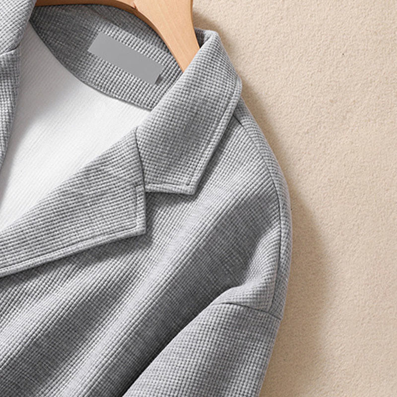 Buddha Stones Plain Lapel Women's Cotton Jacket With Pockets - image 16