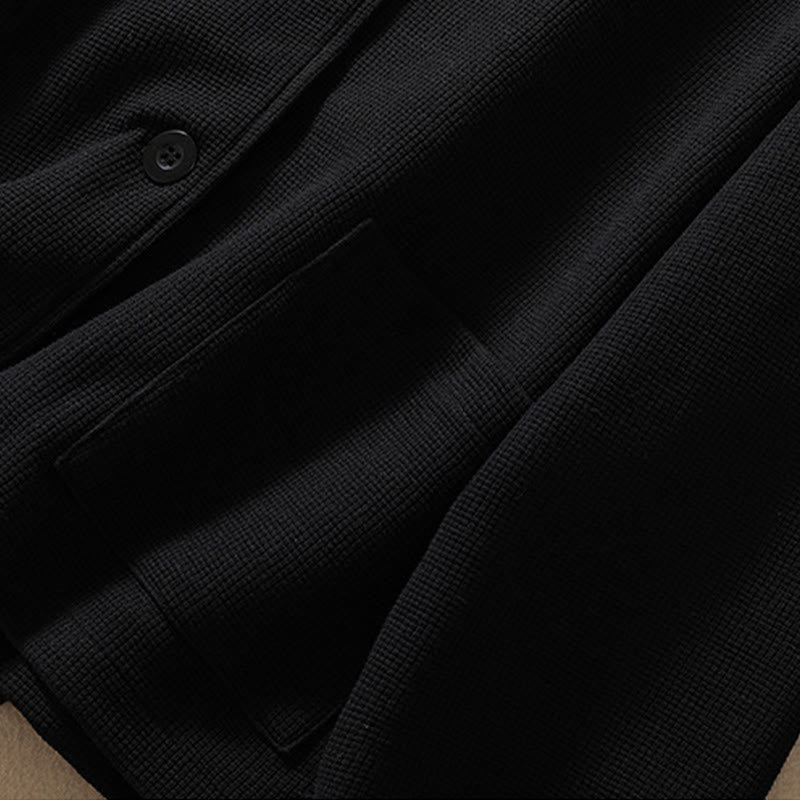 Buddha Stones Plain Lapel Women's Cotton Jacket With Pockets - image 28