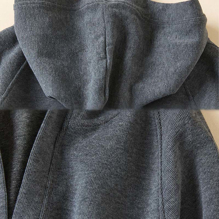 Buddha Stones Plain Buttons Women's Cotton Hooded Jacket With Pockets - image 7