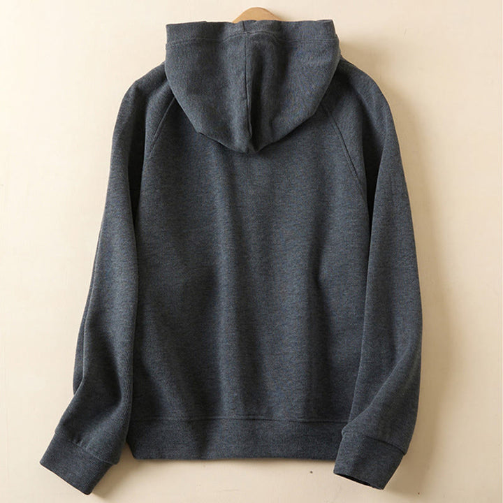 Buddha Stones Plain Buttons Women's Cotton Hooded Jacket With Pockets - image 2