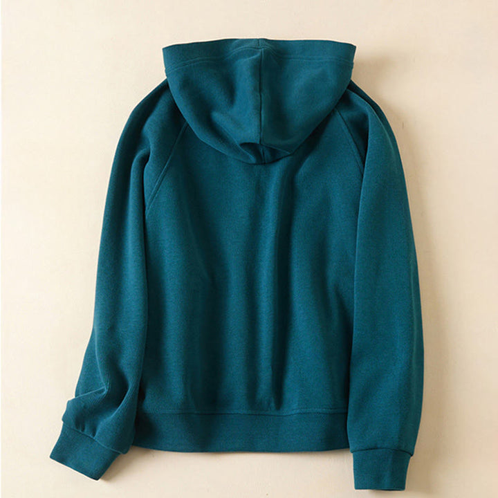 Buddha Stones Plain Buttons Women's Cotton Hooded Jacket With Pockets - image 17