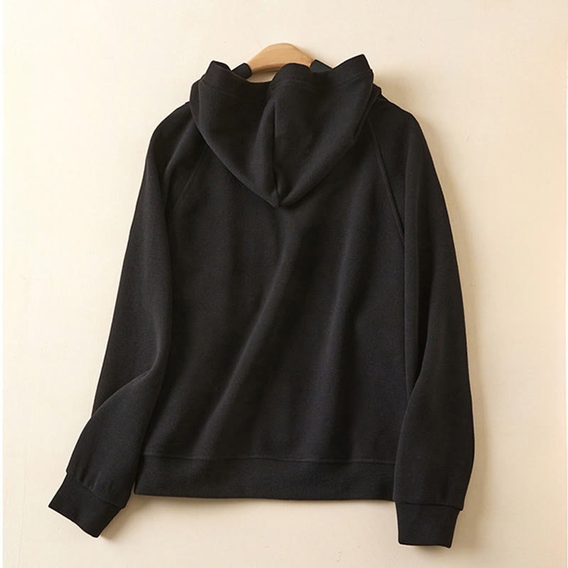 Buddha Stones Plain Buttons Women's Cotton Hooded Jacket With Pockets - image 26