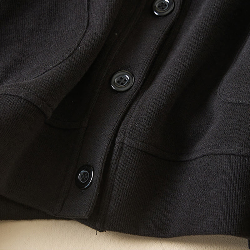 Buddha Stones Plain Buttons Women's Cotton Hooded Jacket With Pockets - image 30