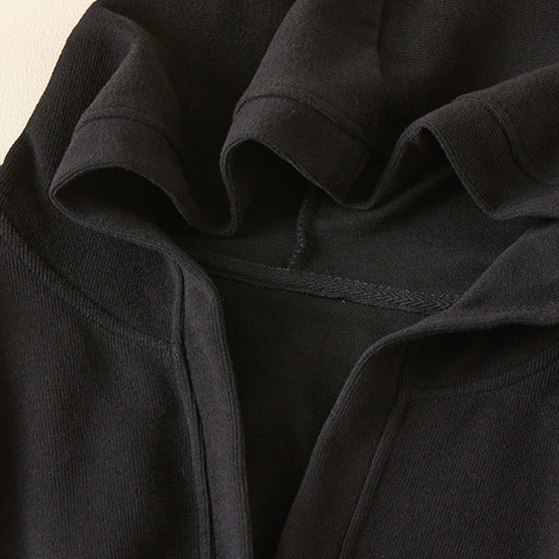 Buddha Stones Plain Buttons Women's Cotton Hooded Jacket With Pockets - image 28