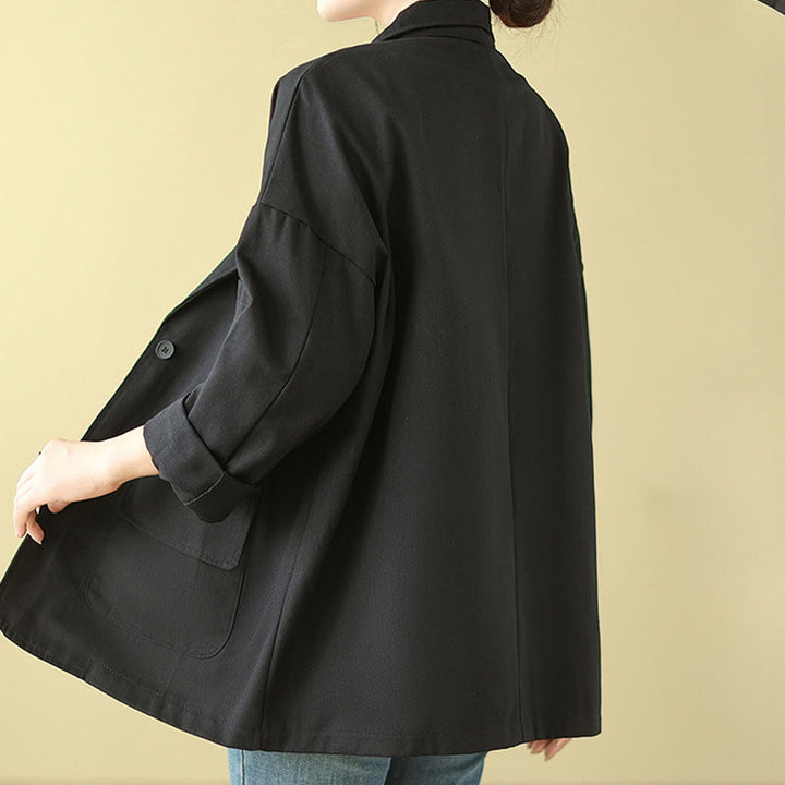 Buddha Stones Plain Women's Cotton Suit Jacket With Pockets - image 18