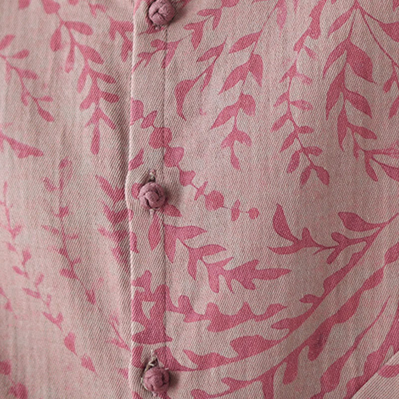 Buddha Stones Leaf Print Women's Cotton Linen Jacket With Pockets - image 18