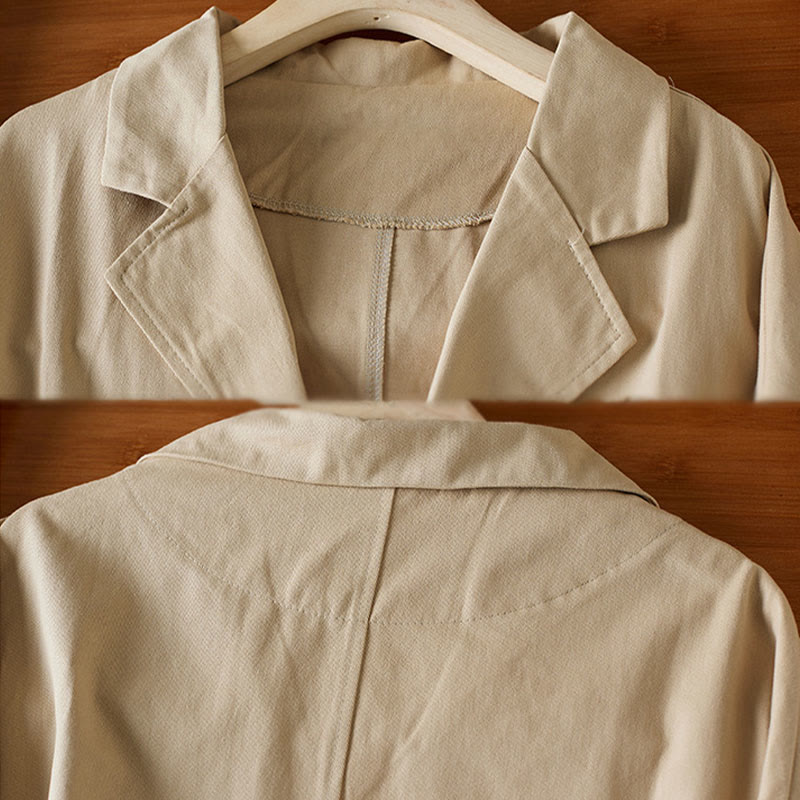 Buddha Stones Plain Button Women's Cotton Suit Jacket With Pockets - image 3