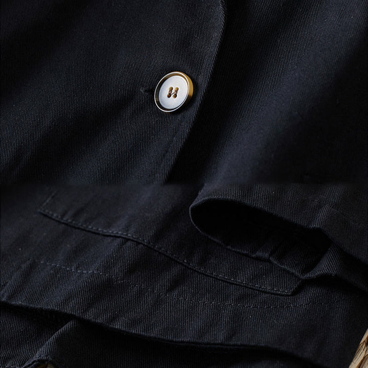 Buddha Stones Plain Button Women's Cotton Suit Jacket With Pockets - image 11