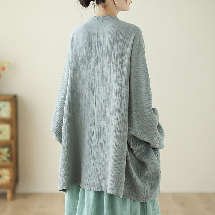 Buddha Stones Plain Long Sleeve Zen Meditation Cotton Linen Jacket With Pockets - image 6