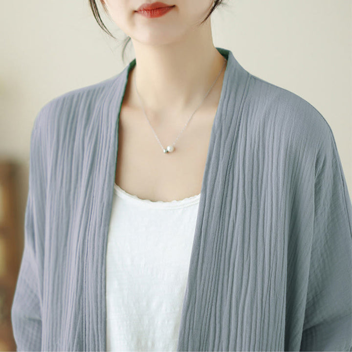 Buddha Stones Plain Long Sleeve Zen Meditation Cotton Linen Jacket With Pockets - image 22