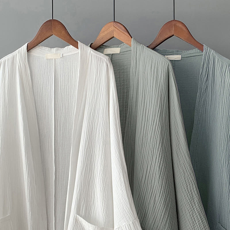 Buddha Stones Plain Long Sleeve Zen Meditation Cotton Linen Jacket With Pockets - image 27