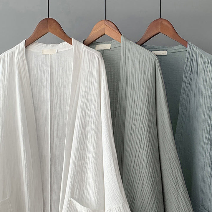 Buddha Stones Plain Long Sleeve Zen Meditation Cotton Linen Jacket With Pockets - image 27