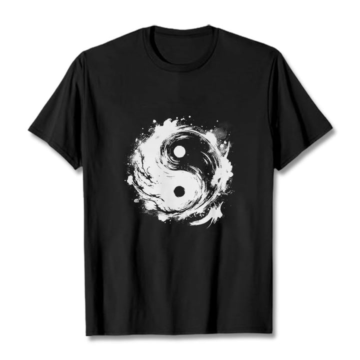 Buddha Stones Ink Yin Yang Pattern Balance Design Tee T-shirt - Black - 2XL - image 1