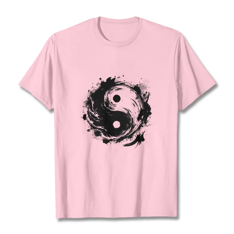 Buddha Stones Ink Yin Yang Pattern Balance Design Tee T-shirt - LightPink - 2XL - image 13