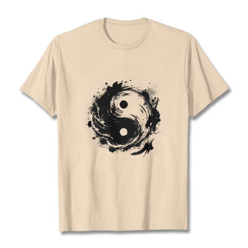 Buddha Stones Ink Yin Yang Pattern Balance Design Tee T-shirt - Bisque - 2XL - image 9