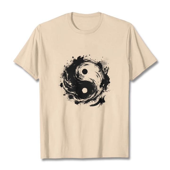 Buddha Stones Ink Yin Yang Pattern Balance Design Tee T-shirt - Bisque - 2XL - image 9