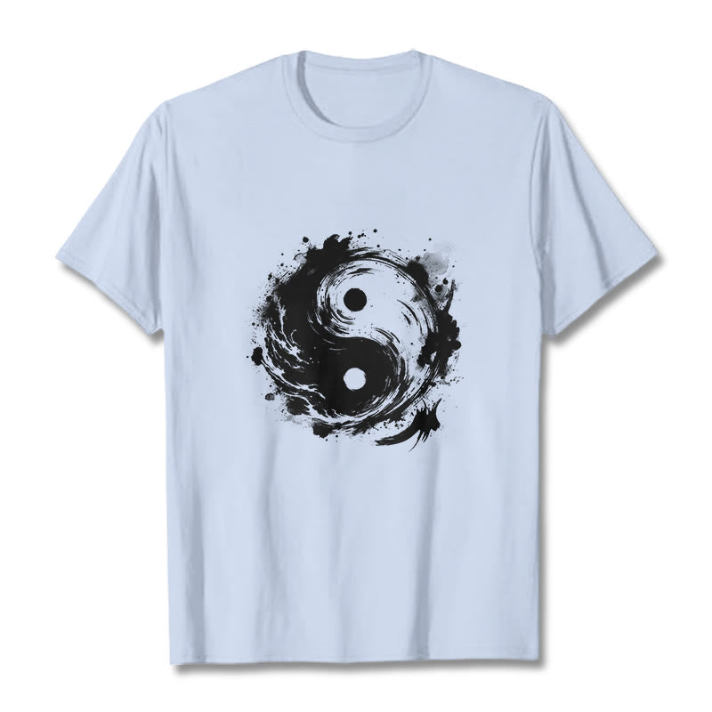Buddha Stones Ink Yin Yang Pattern Balance Design Tee T-shirt - LightCyan - 2XL - image 19