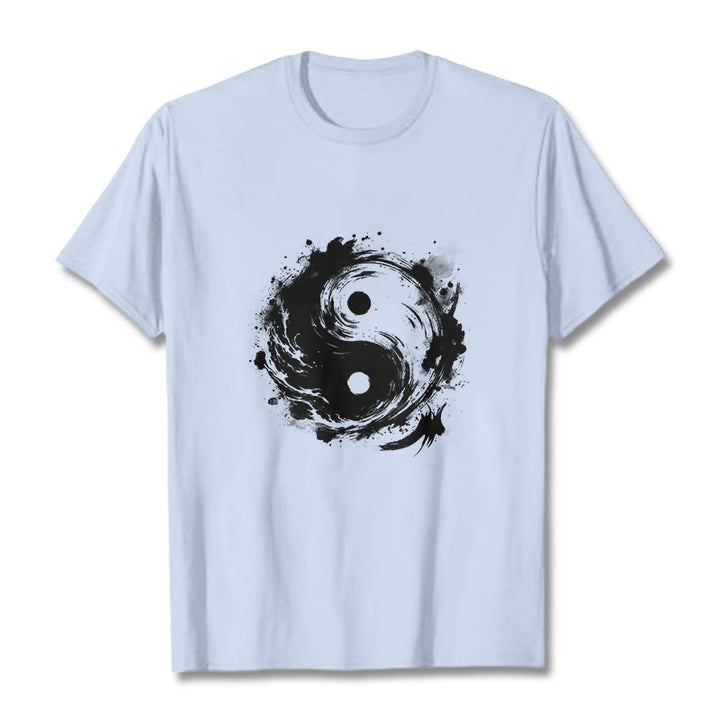 Buddha Stones Ink Yin Yang Pattern Balance Design Tee T-shirt - LightCyan - 2XL - image 19