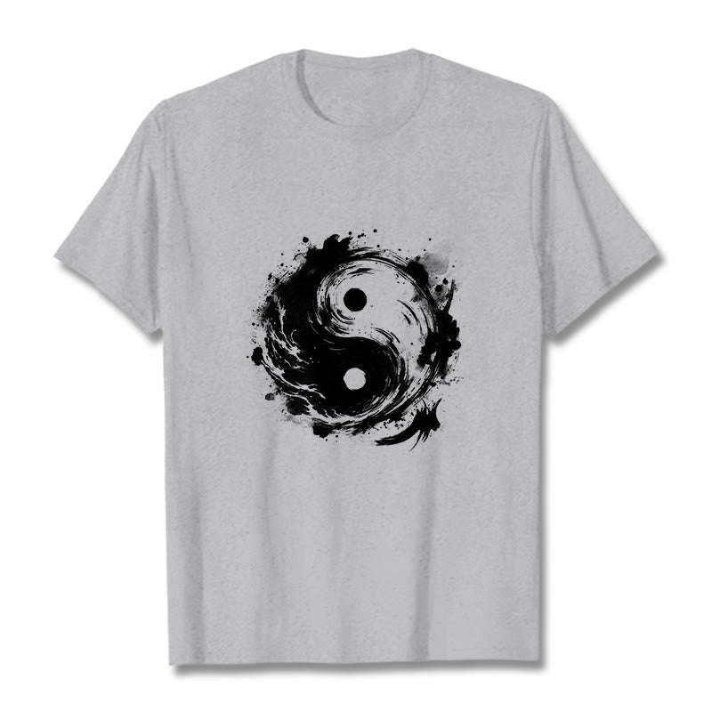 Buddha Stones Ink Yin Yang Pattern Balance Design Tee T-shirt - LightGrey - 2XL - image 20