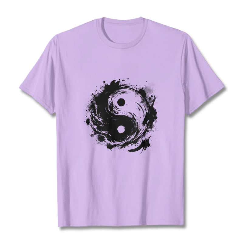 Buddha Stones Ink Yin Yang Pattern Balance Design Tee T-shirt - Plum - 2XL - image 17