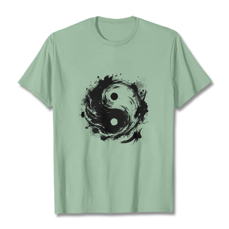 Buddha Stones Ink Yin Yang Pattern Balance Design Tee T-shirt - PaleGreen - 2XL - image 15