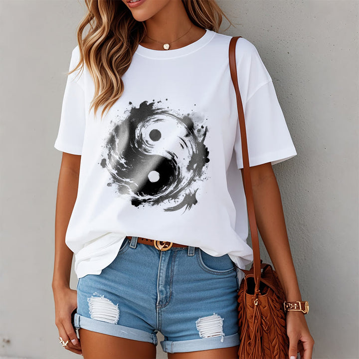 Buddha Stones Ink Yin Yang Pattern Balance Design Tee T-shirt - image 8