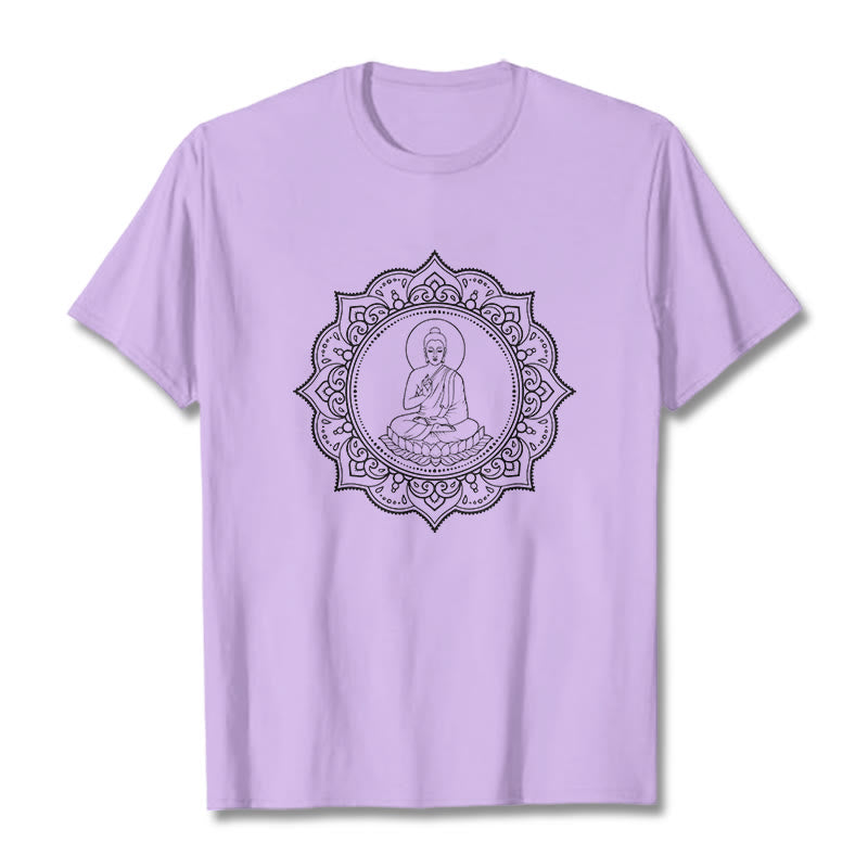 Buddha Stones Buddha Meditating In Lotus Position Pattern Tee T-shirt - Plum - 2XL - image 17