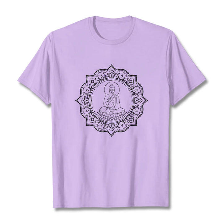 Buddha Stones Buddha Meditating In Lotus Position Pattern Tee T-shirt - Plum - 2XL - image 17