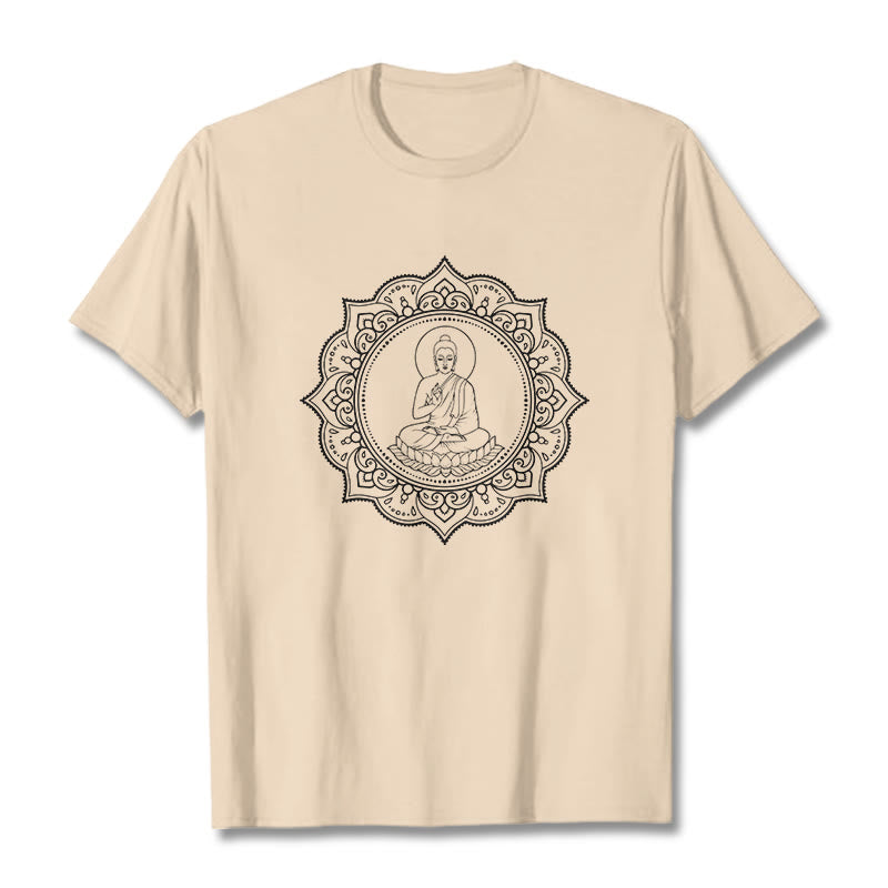 Buddha Stones Buddha Meditating In Lotus Position Pattern Tee T-shirt - Bisque - 2XL - image 11