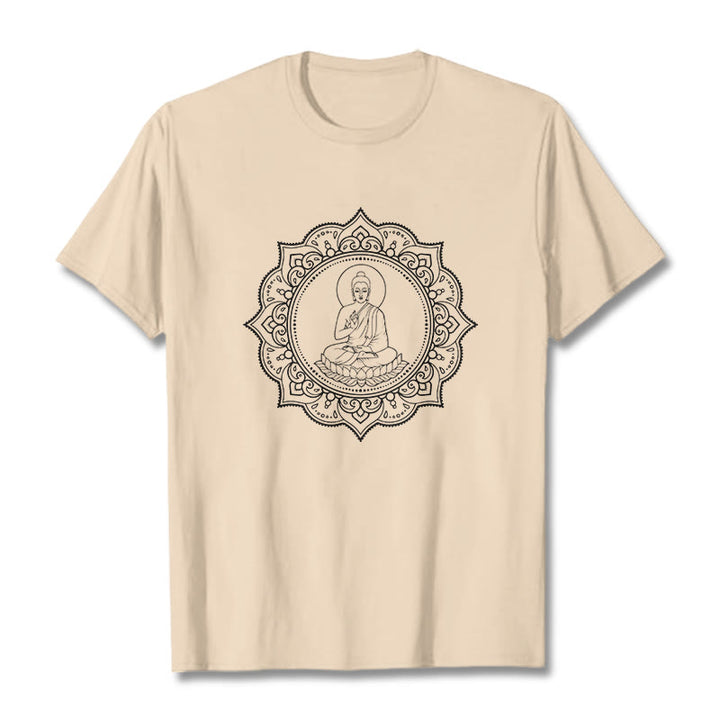 Buddha Stones Buddha Meditating In Lotus Position Pattern Tee T-shirt - Bisque - 2XL - image 11