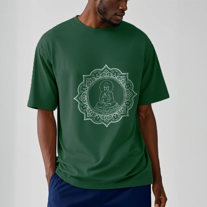 Buddha Stones Buddha Meditating In Lotus Position Pattern Tee T-shirt - image 2