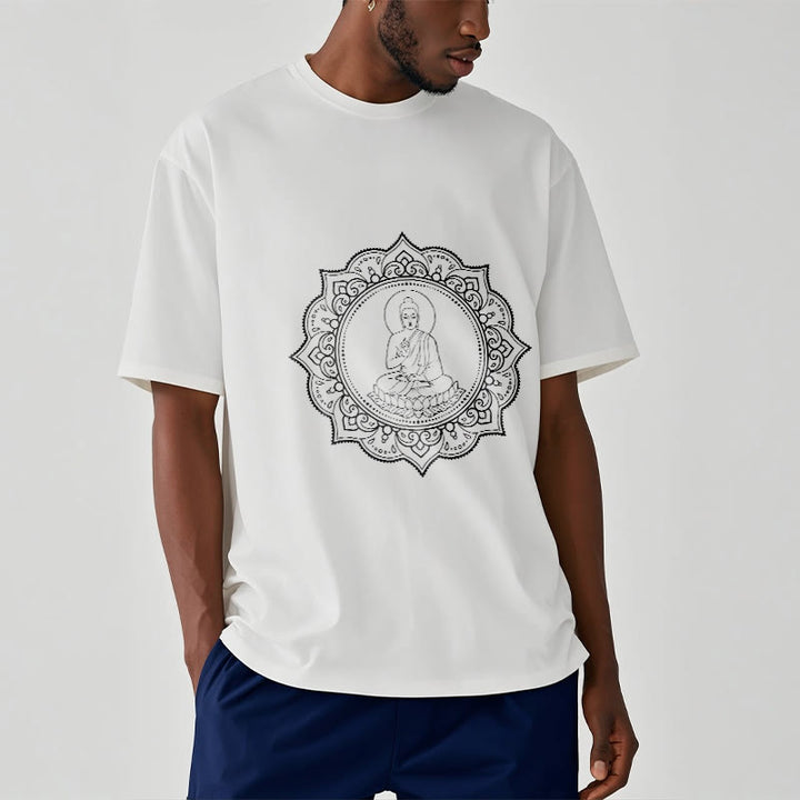 Buddha Stones Buddha Meditating In Lotus Position Pattern Tee T-shirt - image 9