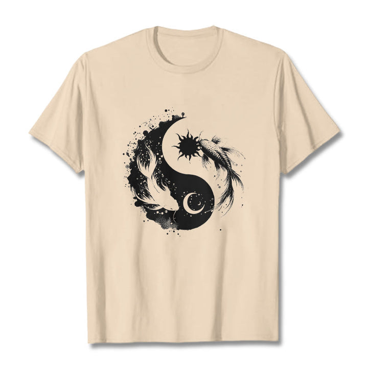 Buddha Stonessun And Moon Yin Yang Koi Pattern Tee T-shirt - Bisque - 2XL - image 9