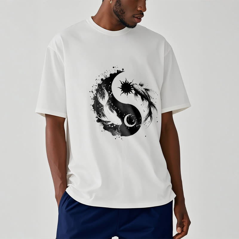 Buddha Stonessun And Moon Yin Yang Koi Pattern Tee T-shirt - image 2