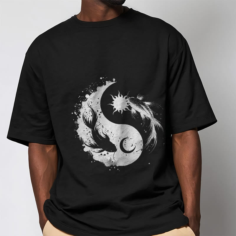 Buddha Stonessun And Moon Yin Yang Koi Pattern Tee T-shirt - image 6