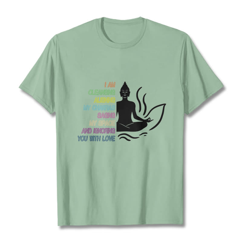 Buddha Stones Buddha Lotus Flower Meditation Design Tee T-shirt - PaleGreen - 灰色 - image 15