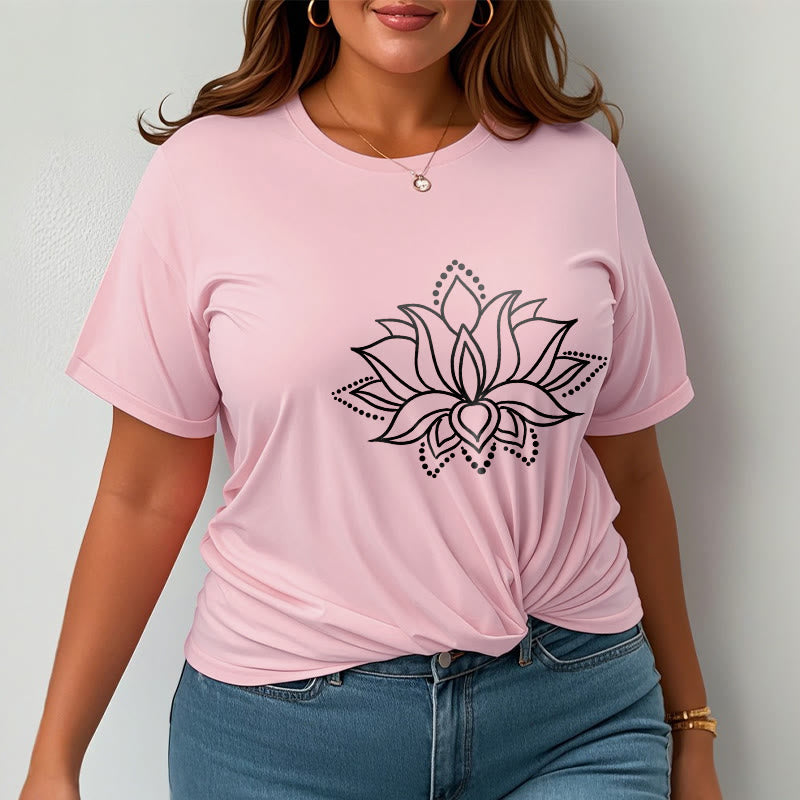 Buddha Stones Lotus Flower Pattern Simple Design Cotton Tee T-Shirt - image 14