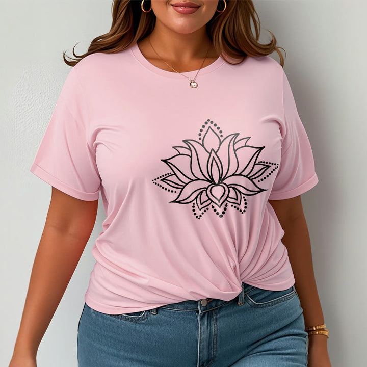 Buddha Stones Lotus Flower Pattern Simple Design Cotton Tee T-Shirt - image 14