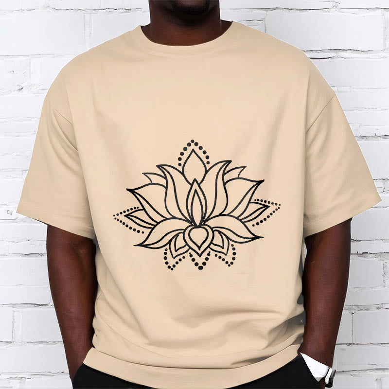 Buddha Stones Lotus Flower Pattern Simple Design Cotton Tee T-Shirt - image 12