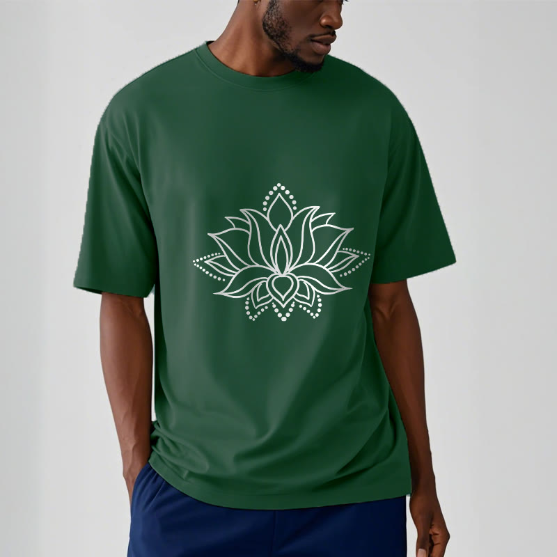 Buddha Stones Lotus Flower Pattern Simple Design Cotton Tee T-Shirt - image 2
