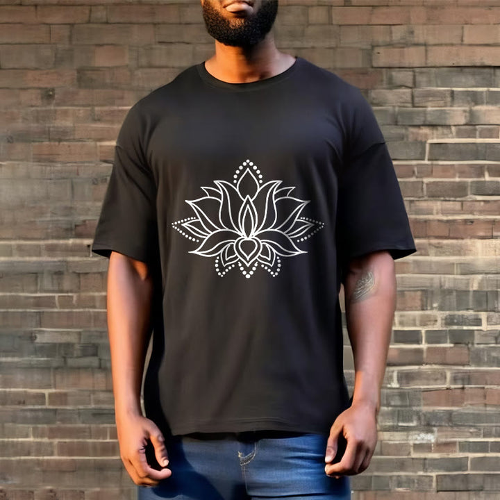 Buddha Stones Lotus Flower Pattern Simple Design Cotton Tee T-Shirt - image 6